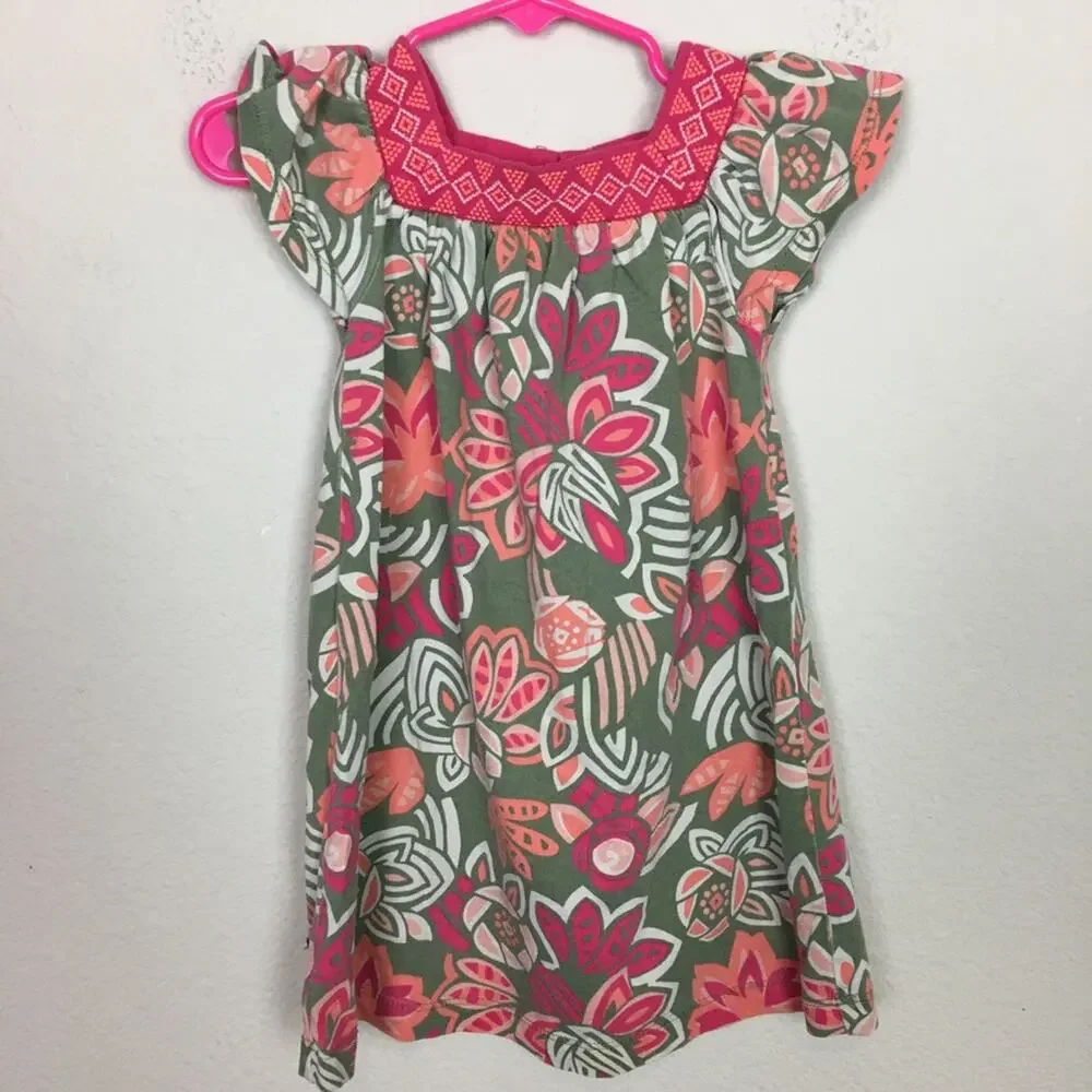 Tea Collection Olive Pink Floral Dress 2 (2T)